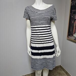 Maeve by Anthropologie Boat Neck Blue/White Striped Dress Size Small